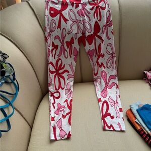 Kids Pink Bow Print Leggings